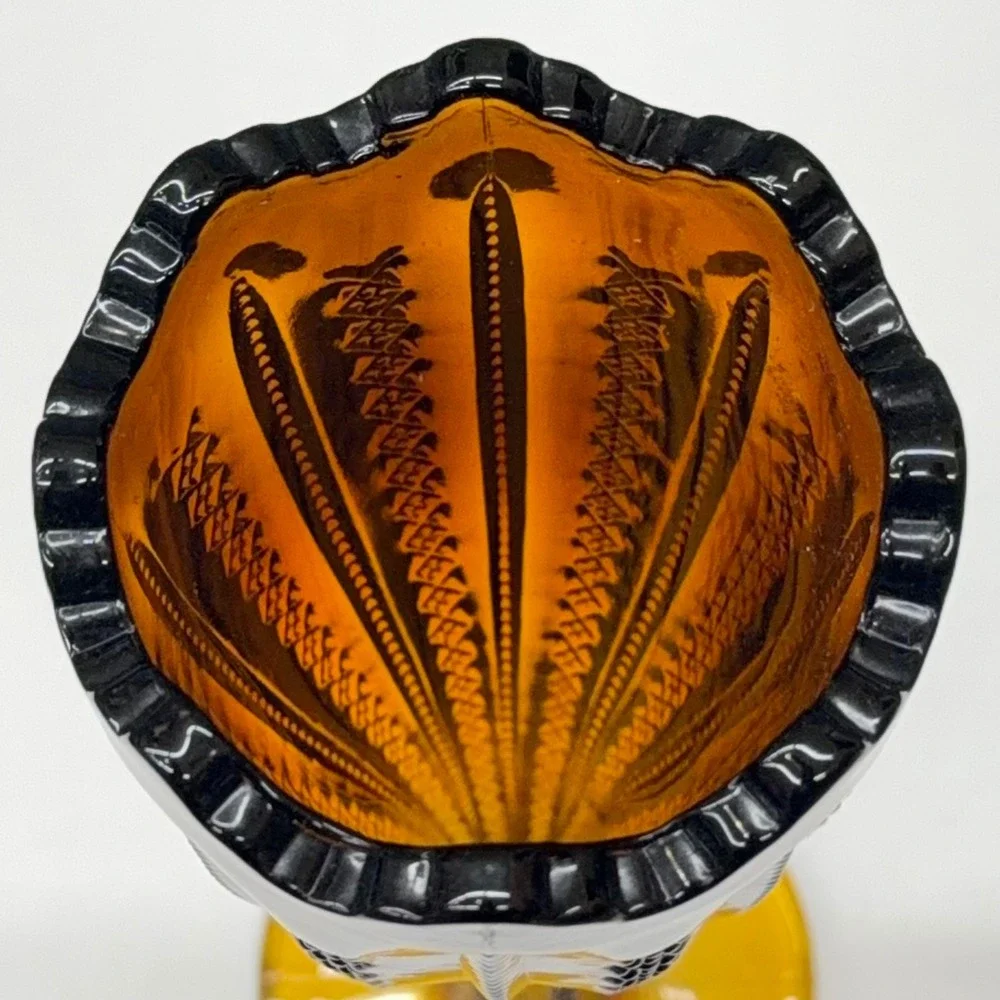 Tiara Exclusive Amber Glass Bud Vase Lasting‎ Grace Pattern 10058 Vintage 9.5in